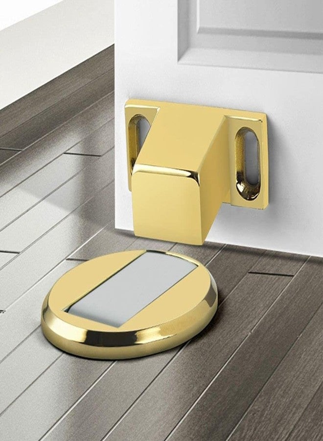 ACHARAJ Strong Magnetic Door Stopper Metal Door Stop Heavy Duty Door Catch with 3M Self Adhesive Conceal Screws Floor Mounted (Gold) - Image 5